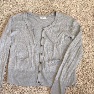 Aerie gray cardigan with brass round buttons